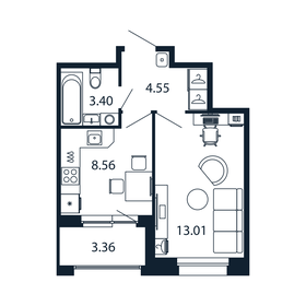 Квартира 29,1 м², 1-комнатная - изображение 1