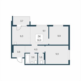 Квартира 56,9 м², 3-комнатная - изображение 1