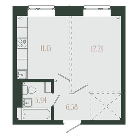 Квартира 33,9 м², 1-комнатная - изображение 1