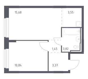 Квартира 38,7 м², 1-комнатная - изображение 1