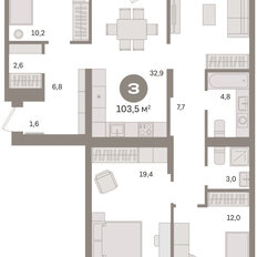 Квартира 103,5 м², 3-комнатная - изображение 3