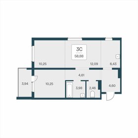 Квартира 58,2 м², 3-комнатная - изображение 1
