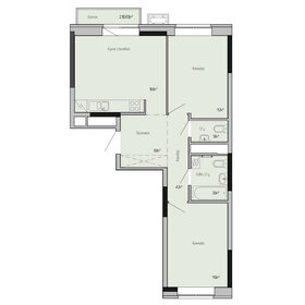 Квартира 56,2 м², 2-комнатная - изображение 1