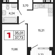 Квартира 37,7 м², 1-комнатная - изображение 3