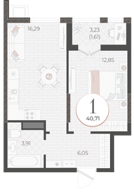 Квартира 40,7 м², 1-комнатная - изображение 1
