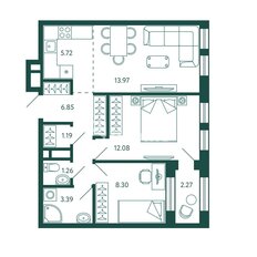 Квартира 54 м², 2-комнатная - изображение 2