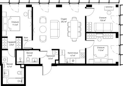 Квартира 84,1 м², 3-комнатная - изображение 2
