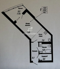 Квартира 32,2 м², студия - изображение 1