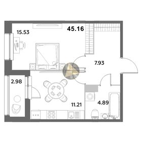 Квартира 45,2 м², 1-комнатная - изображение 1