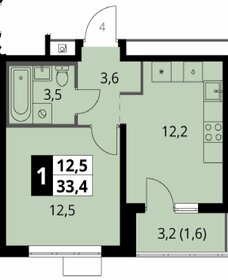Квартира 33,4 м², 1-комнатная - изображение 1