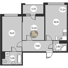 Квартира 71,2 м², 2-комнатная - изображение 1