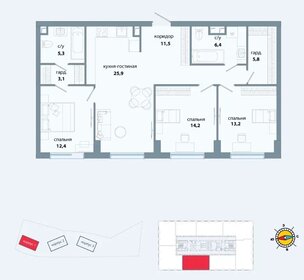 Квартира 97,8 м², 3-комнатная - изображение 1