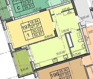 Квартира 52 м², 1-комнатная - изображение 1