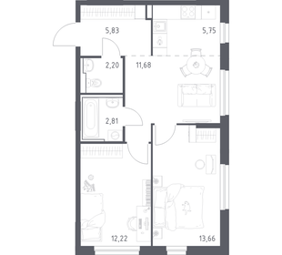 Квартира 54,2 м², 2-комнатная - изображение 1
