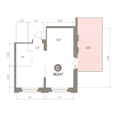Квартира 56,5 м², студия - изображение 2