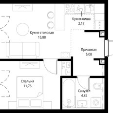 Квартира 39,8 м², 1-комнатная - изображение 3