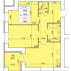 Квартира 57,7 м², 2-комнатная - изображение 4