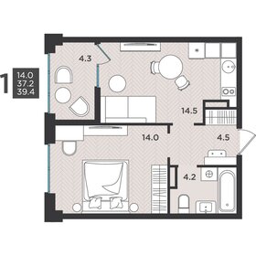 Квартира 39,4 м², 1-комнатная - изображение 1