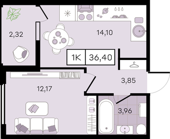 Квартира 36,4 м², 1-комнатная - изображение 1