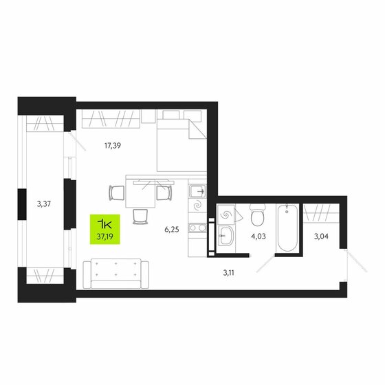 44 м², 2-комнатная квартира 3 600 000 ₽ - изображение 62