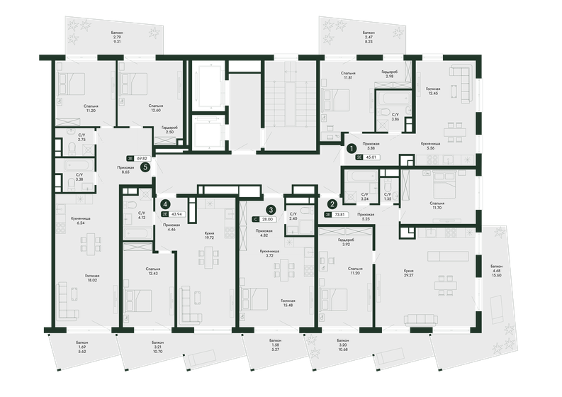 62,2 м², 2-комнатная квартира 11 823 700 ₽ - изображение 60