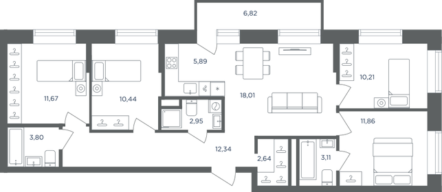 Квартира 95 м², 4-комнатная - изображение 1