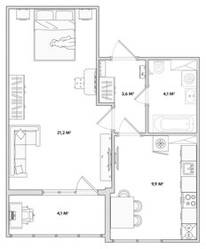 Квартира 38,8 м², 1-комнатная - изображение 1