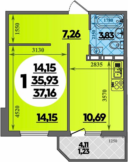 48 м², 3-комнатная квартира 3 999 000 ₽ - изображение 59