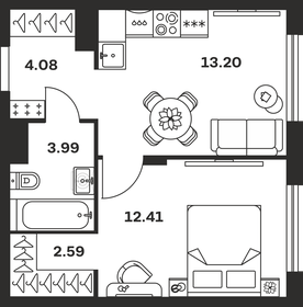Квартира 36,3 м², 1-комнатная - изображение 1