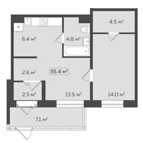 Квартира 55,4 м², студия - изображение 1