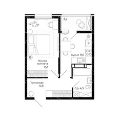Квартира 37 м², 1-комнатная - изображение 2