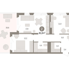 Квартира 81,8 м², 2-комнатная - изображение 3
