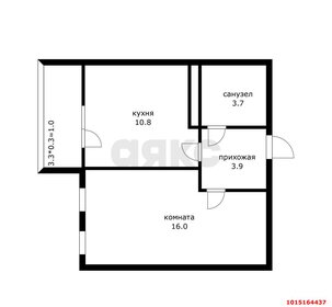 Квартира 34,4 м², 1-комнатная - изображение 1