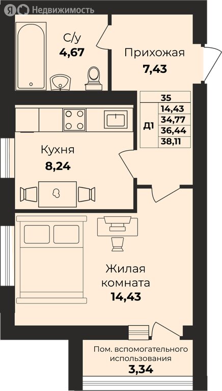 Варианты планировок ЖК Борисовский бульвар - планировка 9