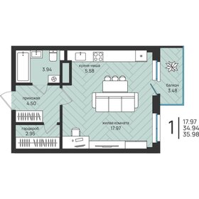 Квартира 36 м², студия - изображение 1