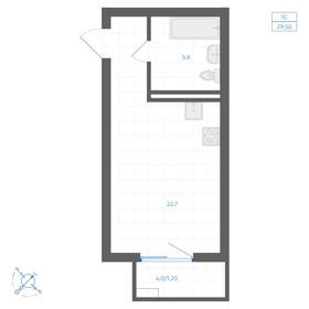 Квартира 29,5 м², студия - изображение 1