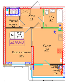 Квартира 38,3 м², 1-комнатная - изображение 1