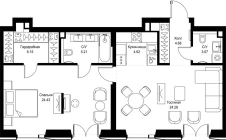 Квартира 72,4 м², 1-комнатная - изображение 2