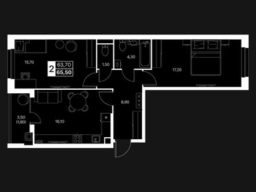 Квартира 65,5 м², 2-комнатная - изображение 1