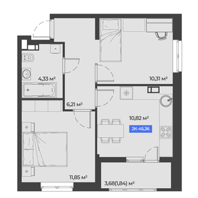 Квартира 45,4 м², 2-комнатная - изображение 1