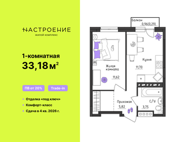 Квартира 33,2 м², 1-комнатная - изображение 1