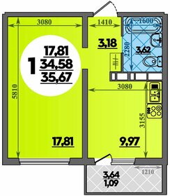 Квартира 35,7 м², 1-комнатная - изображение 1