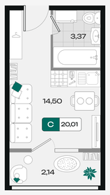 Квартира 20 м², студия - изображение 1