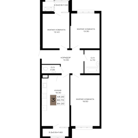 Квартира 84,2 м², 3-комнатная - изображение 1