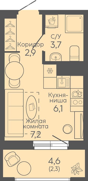 Варианты планировок квартал «Новокольцовский» - планировка 6
