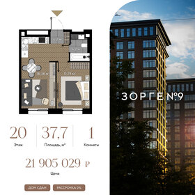 Квартира 37,7 м², 1-комнатные - изображение 1