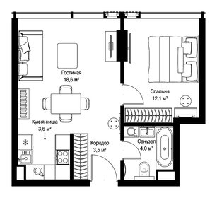 Квартира 41,8 м², 1-комнатная - изображение 2