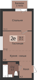 Квартира 37,5 м², 2-комнатная - изображение 1