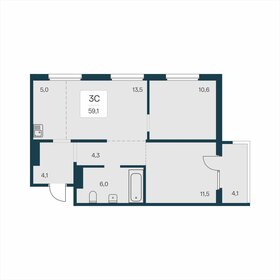 Квартира 59,1 м², 3-комнатная - изображение 1