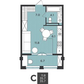 Квартира 35,7 м², студия - изображение 1